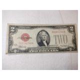 1928 D red seal large number $2 bill