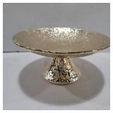 Gold splatter pedestal dish 3.5in tall and 7.5in