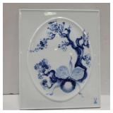 Meissen blue orchid porcelain panel 10in x 8in