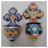 2 holy water fonts made in Mexico 7in and 8in