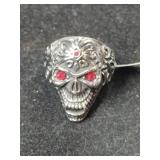 Silvertone Skull red eyes man