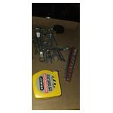 Allen key socket set, tape measures,  and