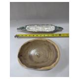 Wood Bowl and Shell Inlaid Bowl
