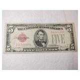 1928 F  Red seal large number $5