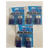 3 pkgs 2 ct 9V Alkaline batteries