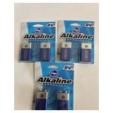 3 pkg 2 ct 9V Alkaline batteries