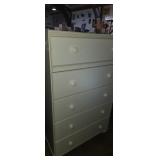 White 5 drawer dresser chest 34x16x55in