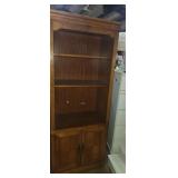 Wooden 2 shelf lighted bookcase with storage