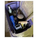 Stanley thermos, hair clippers, candles, TV wall