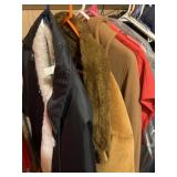Three winter coats and two dresses