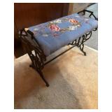 Art Deco Style Iron Bench  with Needle point Seat