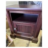 Side Table Dark Wood with Shelf and Door 17" x