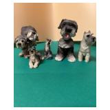 Resin schnauzer, dog figurines none over 5" tall