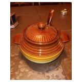 Brown Bean Crock 8"x6" with Lid & Ladle