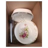 White baking dish with lid, meatloaf glas dish,