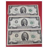 3 1976 2 Dollar Bills