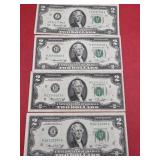 4 1976 2 Dollar Bills