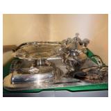 Aluminum Serving Tray and Silver Plate