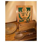 Wooden Eagle Plaque, Wooden Eagle trinket Tray,