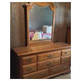 Sumter Wood 8 Dresser with Attached Mirror.