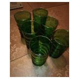6 Green glasses 5" tall