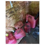 Variety of different size gas cans ranging from 1