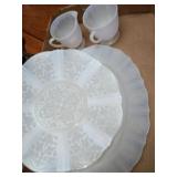 Milk Glass serving trays 13x10" & 12" sugar &