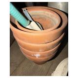 Clay Planter Pots with Garden Hand Shovels 4 8"