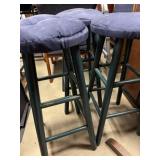 3 Wood Stools with Cushions 30"