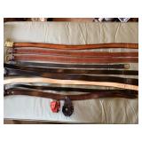 Leather  and plastic belts with 2 holsters for