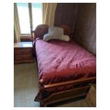 Wood Full Bed and Bed Side Table by Sumter with