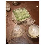 Assortment of serving clear glassware