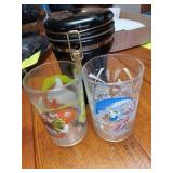 Disney glasses x2 and Gevalia Kaffe container