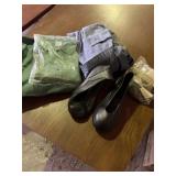 Work overalls, work shirts, slip on rubber, shoe