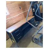 Black & wood color Metal Desk with 5 drawers & 2