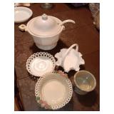 Fenton ribbon dish,Capodimonte and more