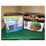 Chia pet hedgehog and polar chill air cooler