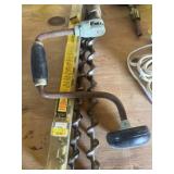 Hand drill and three auger drillbits