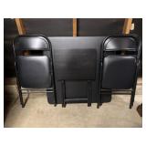 Card Table, 3 Folding Chairs and Wooden TV Tray