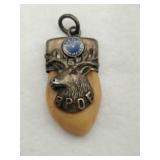 BFOE elk tooth fob pendant Marked Sterling