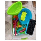 Colorful kitchen utensils mixing bowls side