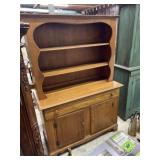 Heywood-Wakefield two-piece wooden hutch or