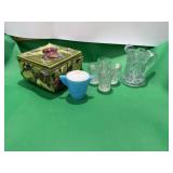Childs 'Oval Star' glass crystal pitcher & 4