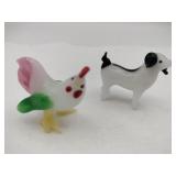 2 miniature hand blown animal figurines