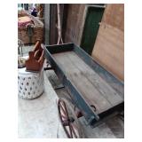 Wood Wagon with handle green color with wood