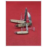 3 small pocket knives marked USA