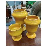 3 yellow ceramic vases, 11'-8'-6' beautiful