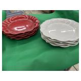Pioneer Woman Paige 8 Plates Red and Cream Glaze