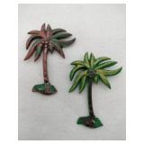 2 1940's Celluloid Palm Tree brooches