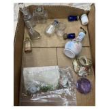 Small glass containers, hand-painted, studs, and